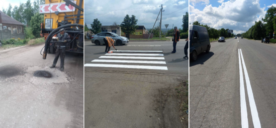 В Константиновке латают дороги, обновляют дорожную разметку и "зебру" пешеходных переходов